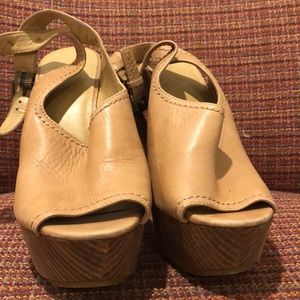 Tan Leather Platform Heels